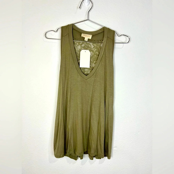 London Rose Tops - 🆕 London Rose Olive Green Tank with Lace Accent